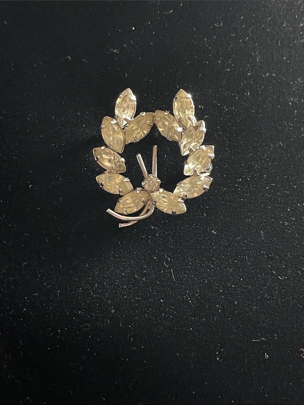 Vintage D’or sterling silver rhinestone wreath brooch 1950’s mid century